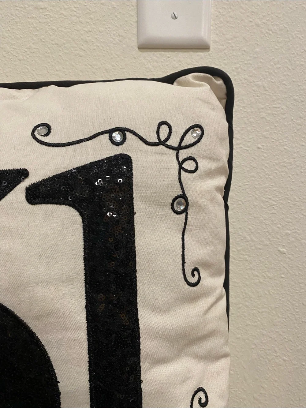 October 31 Halloween Decorative Pillow - Black on Cream
